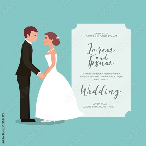 bride and groom holding hands wedding card