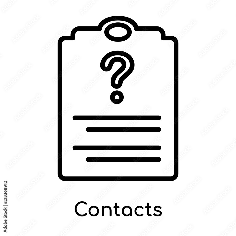 Contacts icon vector sign and symbol isolated on white background, Contacts logo concept Contacts icon vector sign and symbol isolated on white background, Contacts logo concept