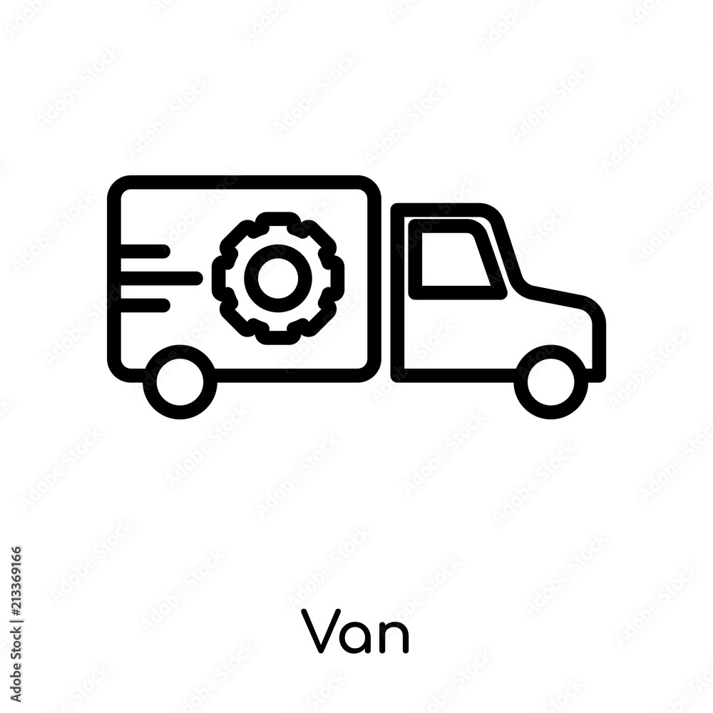 Van icon vector sign and symbol isolated on white background, Van logo concept