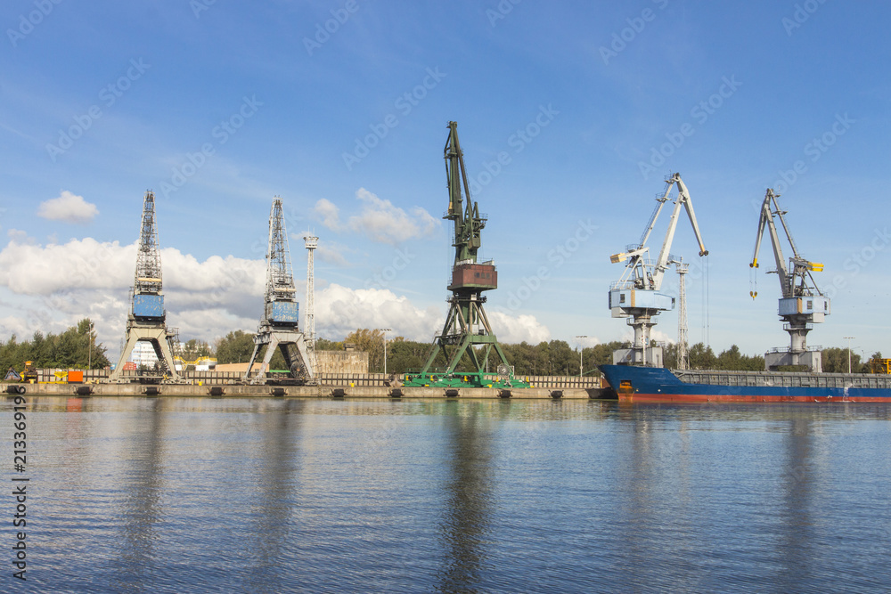 Harbor cranes in Gdansk. Poland