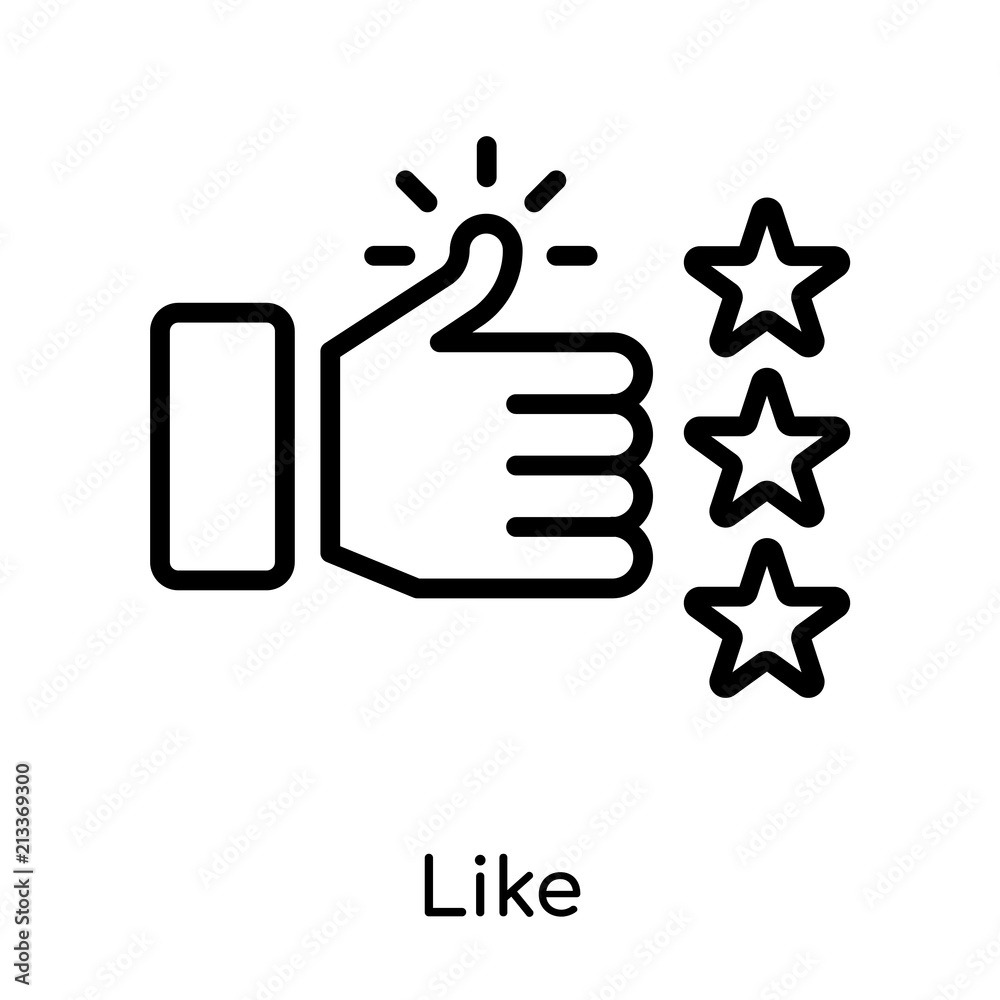 Like icon vector sign and symbol isolated on white background, Like logo concept Like icon vector sign and symbol isolated on white background, Like logo concept
