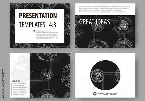 Set of business templates for presentation slides. Easy editable layouts, vector illustration. High tech design, connecting system. Science and technology concept. Futuristic abstract background.