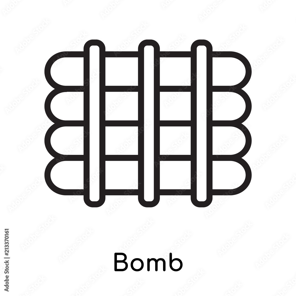 Bomb icon vector sign and symbol isolated on white background, Bomb logo concept, outline symbol, linear sign Bomb icon vector sign and symbol isolated on white background, Bomb logo concept, outline symbol, linear sign