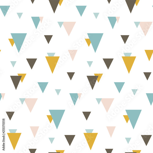 Seamless pattern with random triangles. Scandinavian style. Abstract  geometric vector background for web or printing.