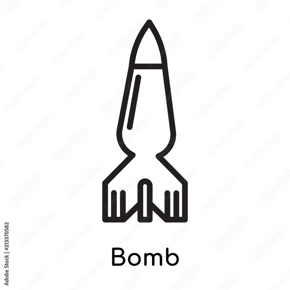 Bomb icon vector sign and symbol isolated on white background, Bomb logo concept, outline symbol, linear sign Bomb icon vector sign and symbol isolated on white background, Bomb logo concept, outline symbol, linear sign