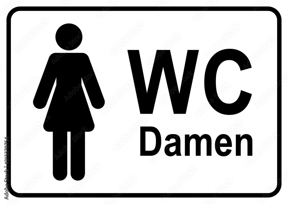 gz126 GrafikZeichnung - nmss16 NewModernSanitarySign nmss - text: WC Damen  - Toilettensymbol Frauen / Piktogramm - (Frau) - DIN A1 A2 A3 A4 Poster -  Illustration - xxl g6305 Stock Illustration | Adobe Stock