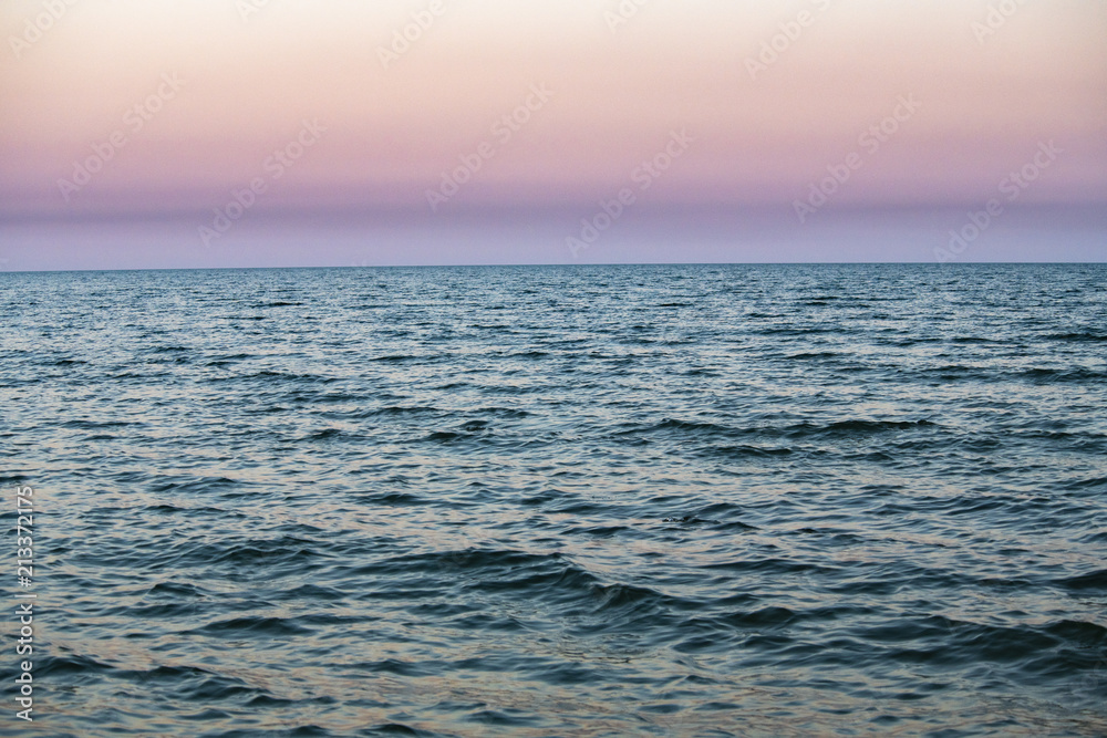 Nice sunset on blue sea nature abstract