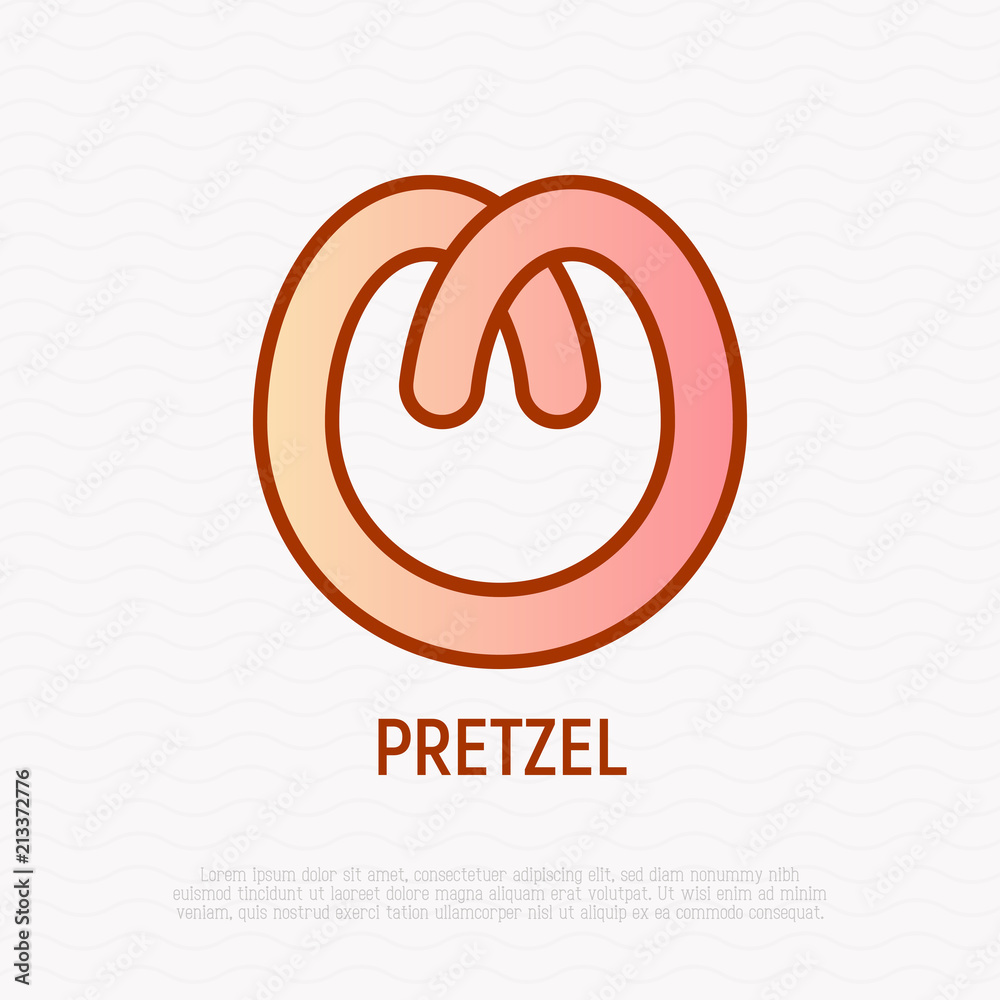 Pretzel thin line icon. Modern vector illustration for bakery logo. Pretzel thin line icon. Modern vector illustration for bakery logo.