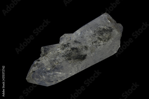 mineral Black Phantom Quartz crystal bar with black isolated background 