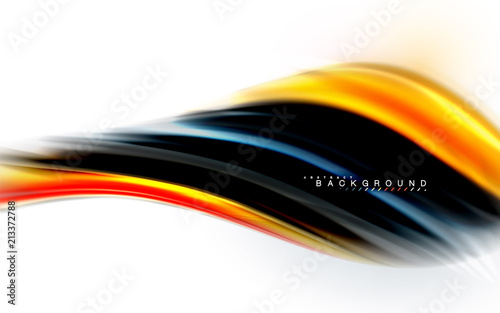 Fluid liquid mixing colors concept on light grey background, wave and swirl curve flow line, trendy abstract layout template for business presentation, app wallpaper banner, poster or wallpaper
