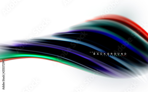 Fluid liquid mixing colors concept on light grey background, wave and swirl curve flow line, trendy abstract layout template for business presentation, app wallpaper banner, poster or wallpaper
