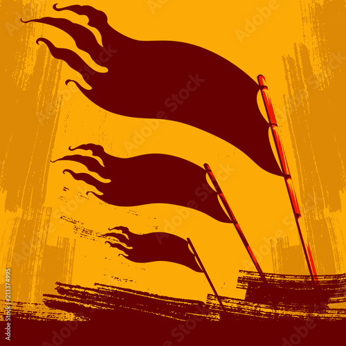 Revolution Poster Propaganda Background Style. Revolution raising The Flag.