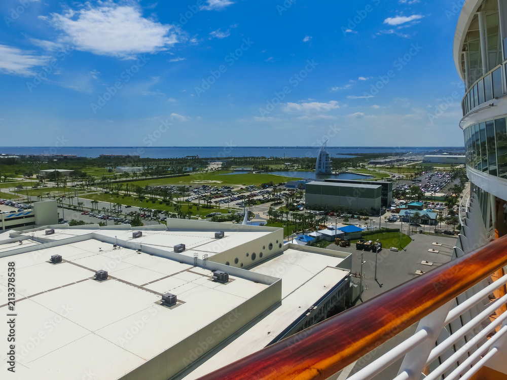 Obraz premium Cape Canaveral, USA. The arial view of port Canaveral from cruise ship