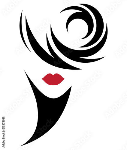 women short hair style icon, logo women on white background