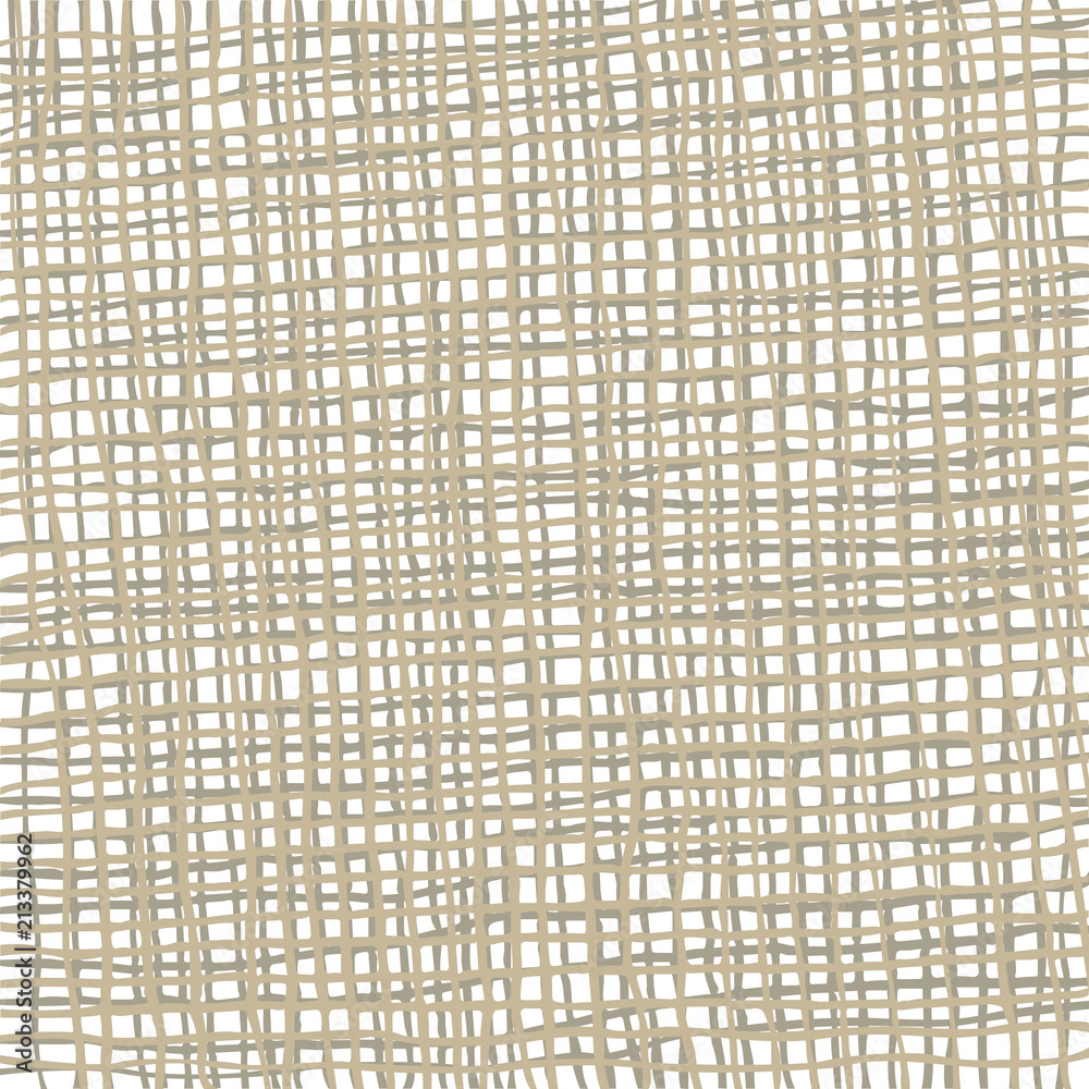 Burlap texture. Hand drawn light fabric texture. Vector illustration.