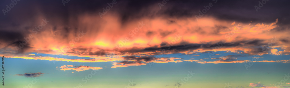 Fototapeta premium Beautiful red sky and cloud in sunset, colorful evening nature.