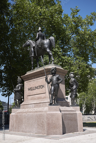 London, United Kingdom - June 26, 2018 : Equestrian statue of the Duke of Wellington in Hyde Park Corner photo