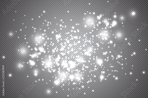 abstract background of real dust particles with backlight with a real flash lens. shiny lights. Abstract Festive vintage lights are defocused. Christmas and New Year's holiday.