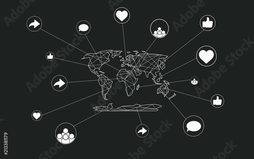 Social Media Networks Marketing with Follower, Like, Comment groups icons