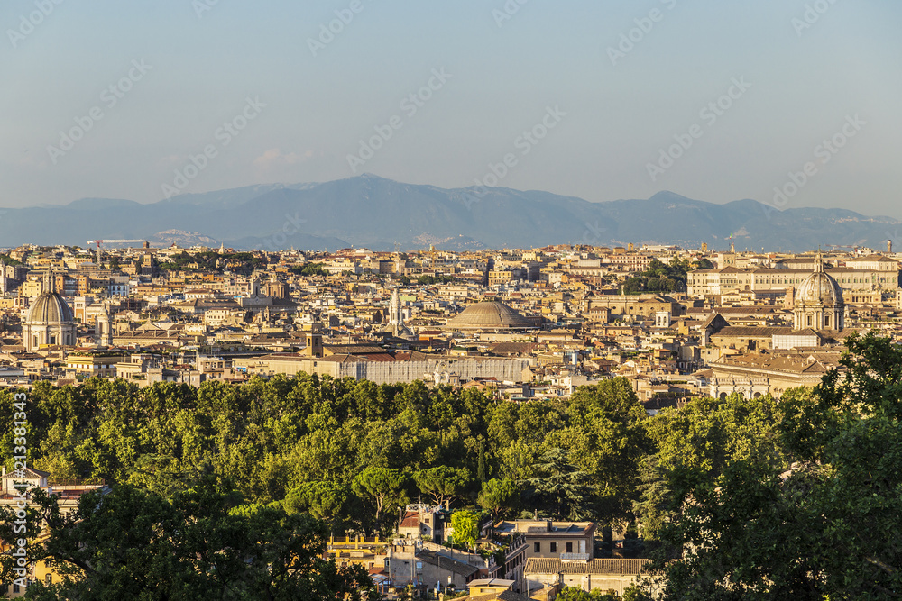 Fototapeta premium Panorama of Rome, Italy. View from Gianicolo Hill