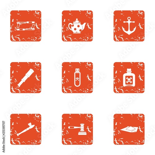 Smoking mix icons set. Grunge set of 9 smoking mix vector icons for web isolated on white background