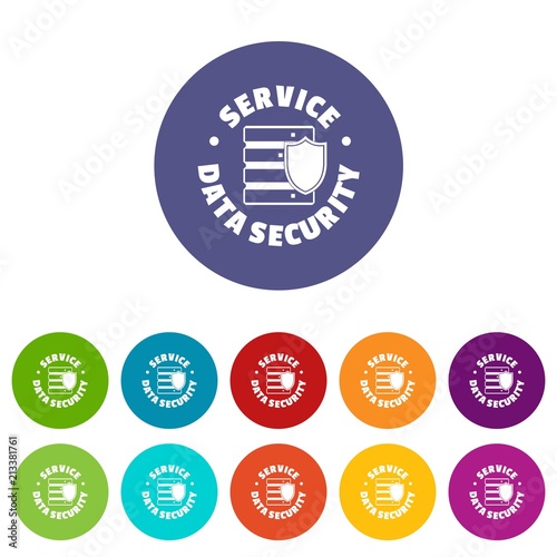 Service data security icons color set vector for any web design on white background