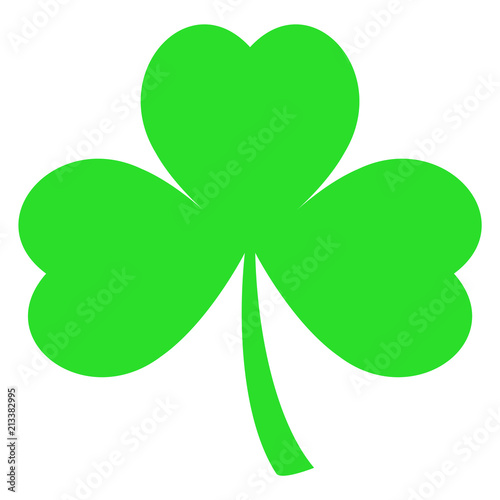 A green silhouette of a three leaf clover