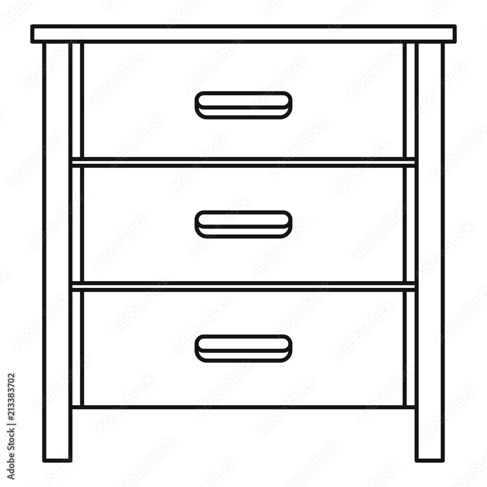 Drawer icon. Outline illustration of drawer vector icon for web design isolated on white background Drawer icon. Outline illustration of drawer vector icon for web design isolated on white background