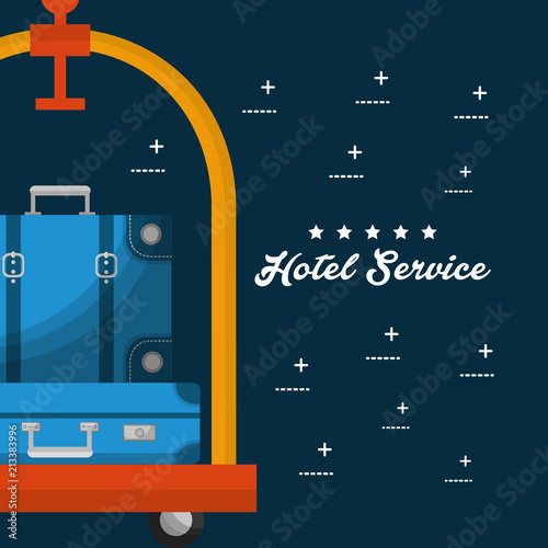 hotel building taxi and suitcase