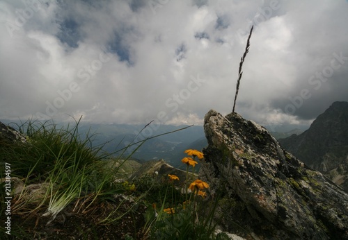 The view from peak Orlyonok of the Caucasus mountains, Arkhyz