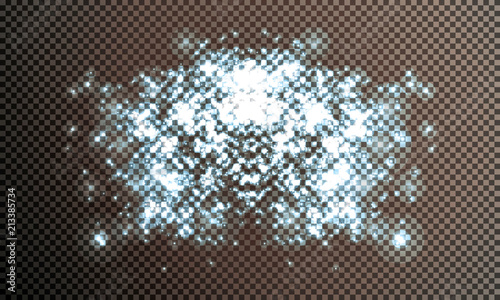 abstract background of real dust particles with backlight with a real flash lens. shiny lights. Abstract Festive vintage lights are defocused. Christmas and New Year's holiday.