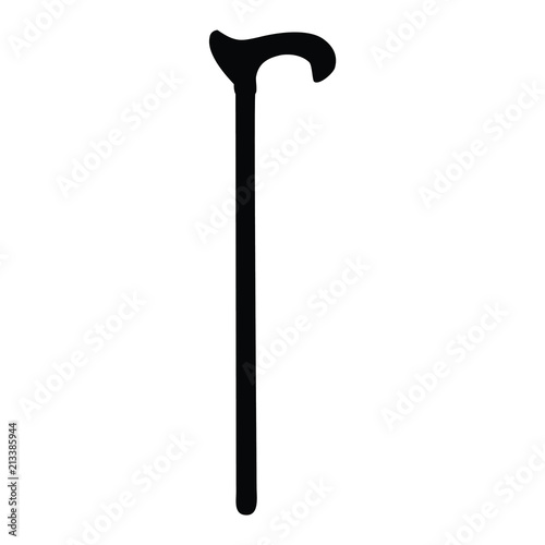 A black and white silhouette of a walking stick photo