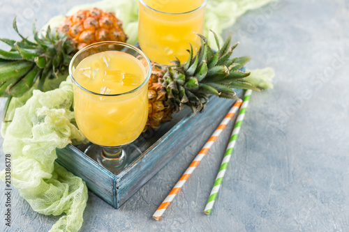 Cold pineapple cocktail photo