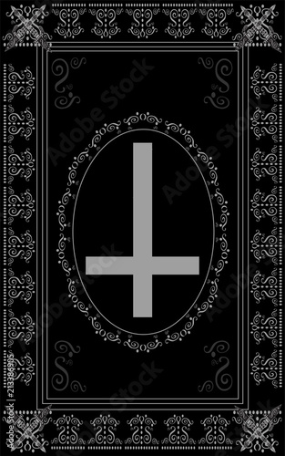 Vintage backround with inverted cross and ornament details