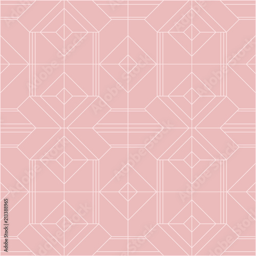 Feminine Geometric Art Deco Pattern, Seamless Line Pattern in Millennial Pink 