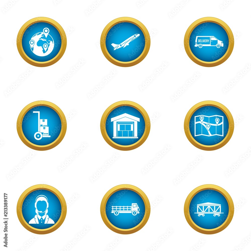 Storage room icons set. Flat set of 9 storage room vector icons for web isolated on white background