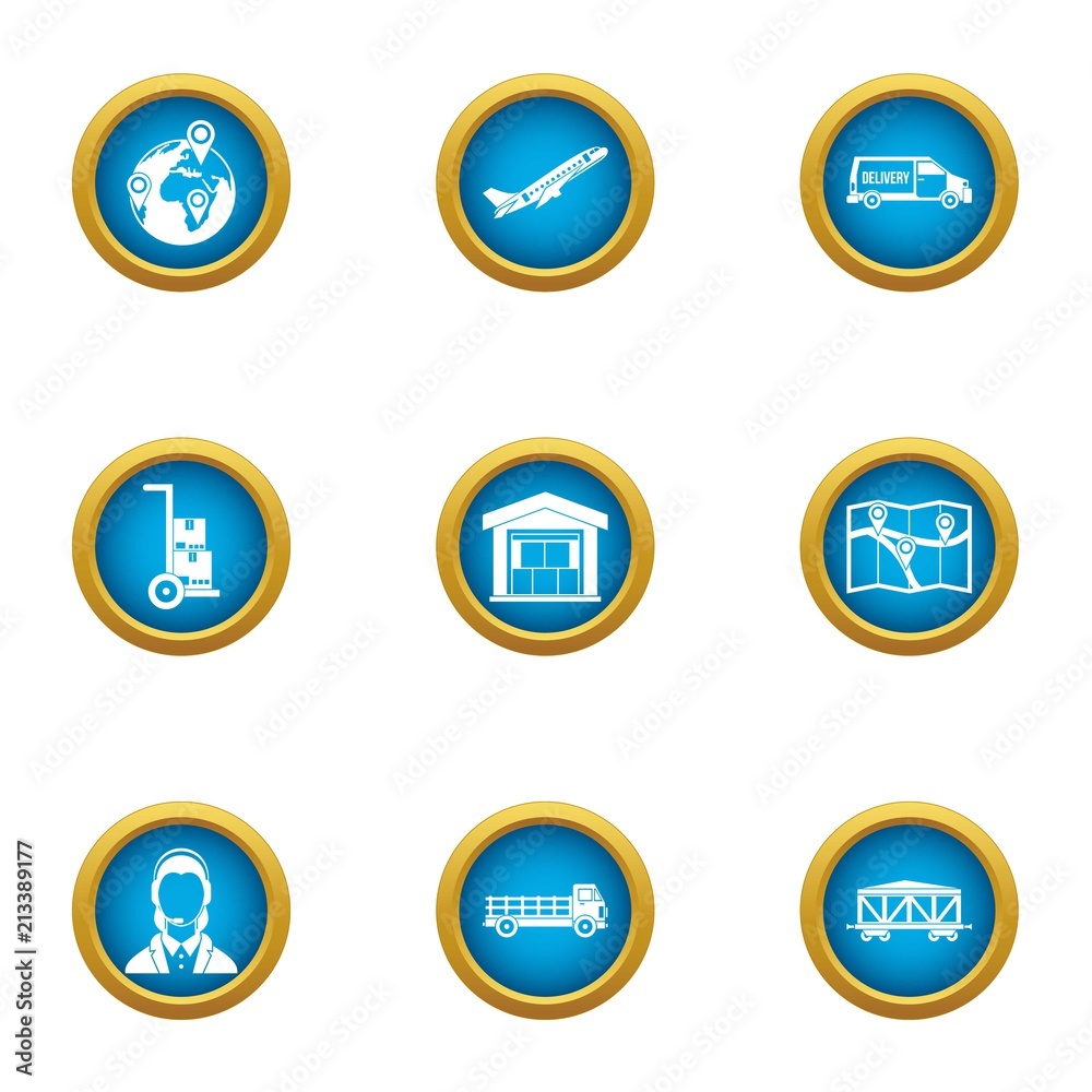 Storage room icons set. Flat set of 9 storage room vector icons for web isolated on white background