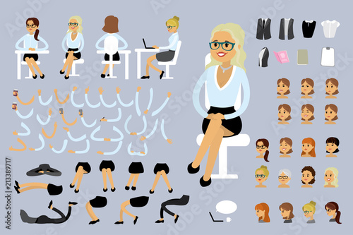 Caucasian businesswoman sitting constructor