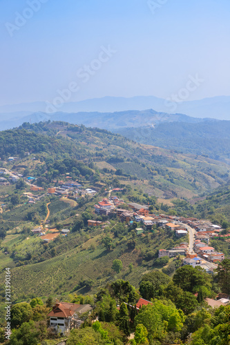 Hill tribe village on top of Doi Mae Salong mountain in Chiangrai, north of Thailand © wirojsid