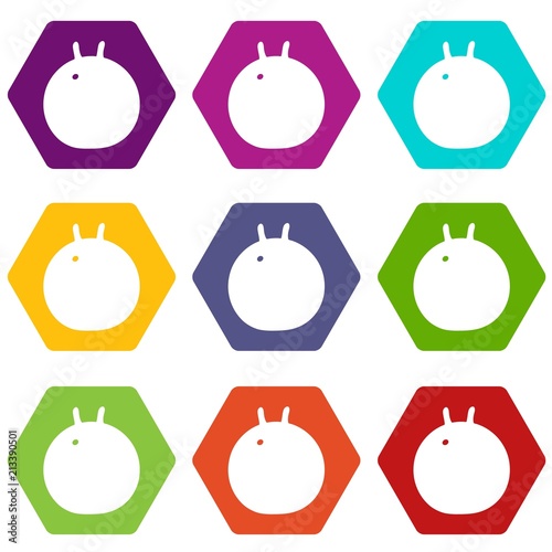 Fitness ball icons 9 set coloful isolated on white for web