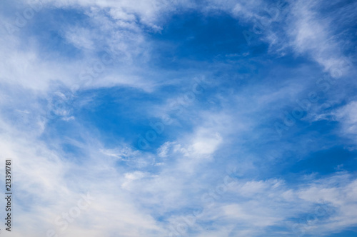 Beautiful blue sky with clouds fleece. Abstract background.