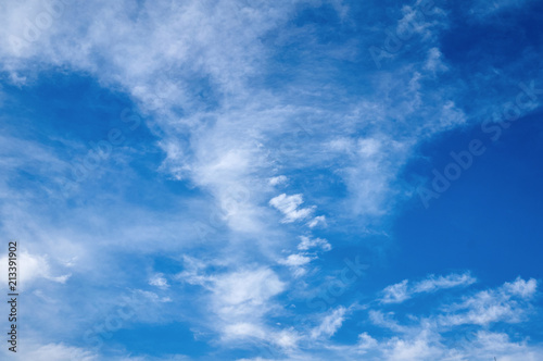 Beautiful blue sky with clouds fleece. Abstract background.