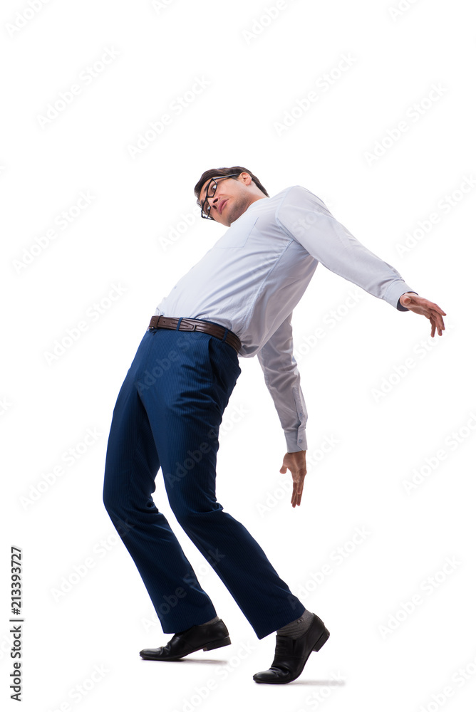 Young puppet businessman isolated on white background Young puppet businessman isolated on white background