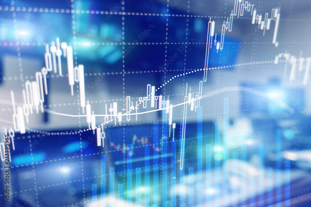 Forex trading, Financial market, Investment concept on business center background. Forex trading, Financial market, Investment concept on business center background.
