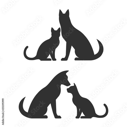 Fototapeta Sylwetki ilustracji wektorowych pies i kot.