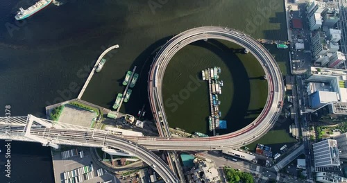 interchanger in Tokyo Bay in aerial view photo