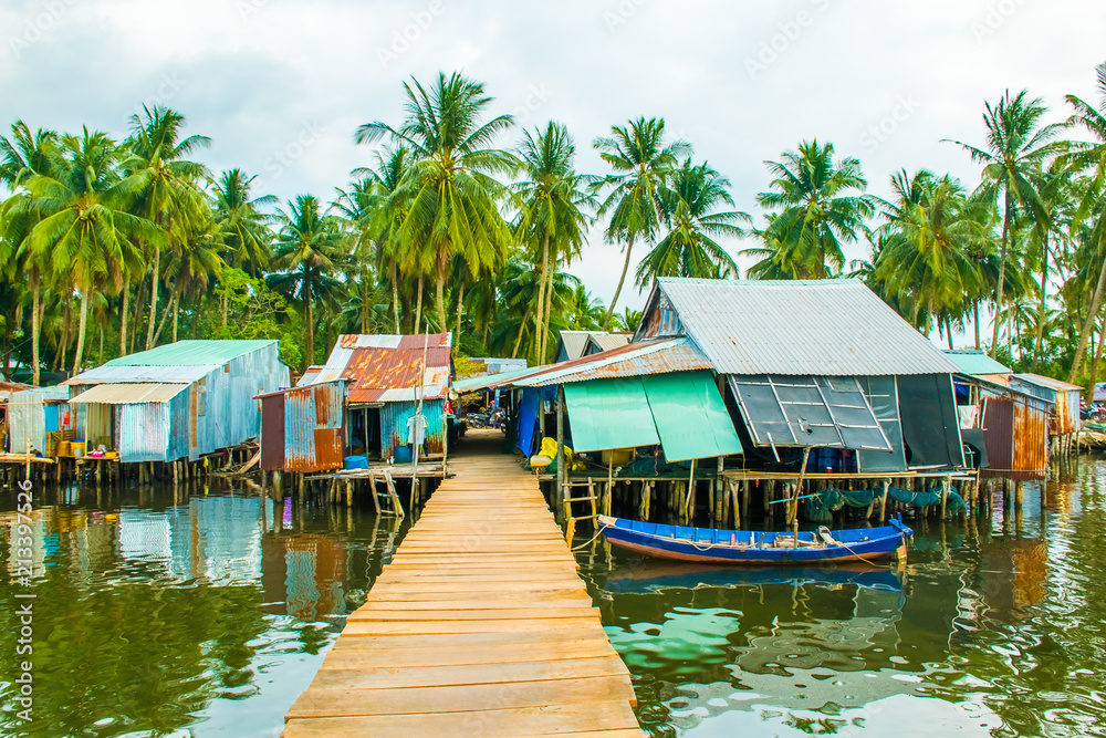 Houses in traditional fishing floating village, Phu Quoc Island, Vietnam