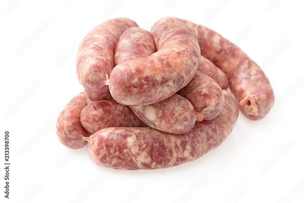 fresh grilled sausages on white background fresh grilled sausages on white background