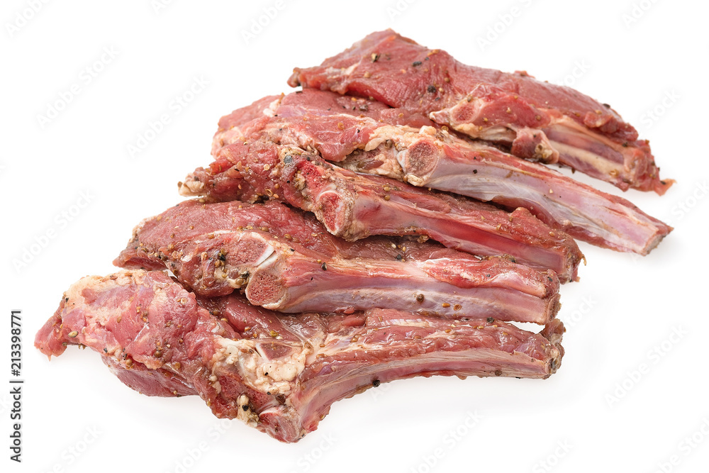 Raw Pork Ribs Isolated On White Background