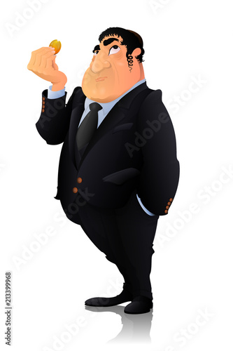 Jewish banker rich man with golden coin